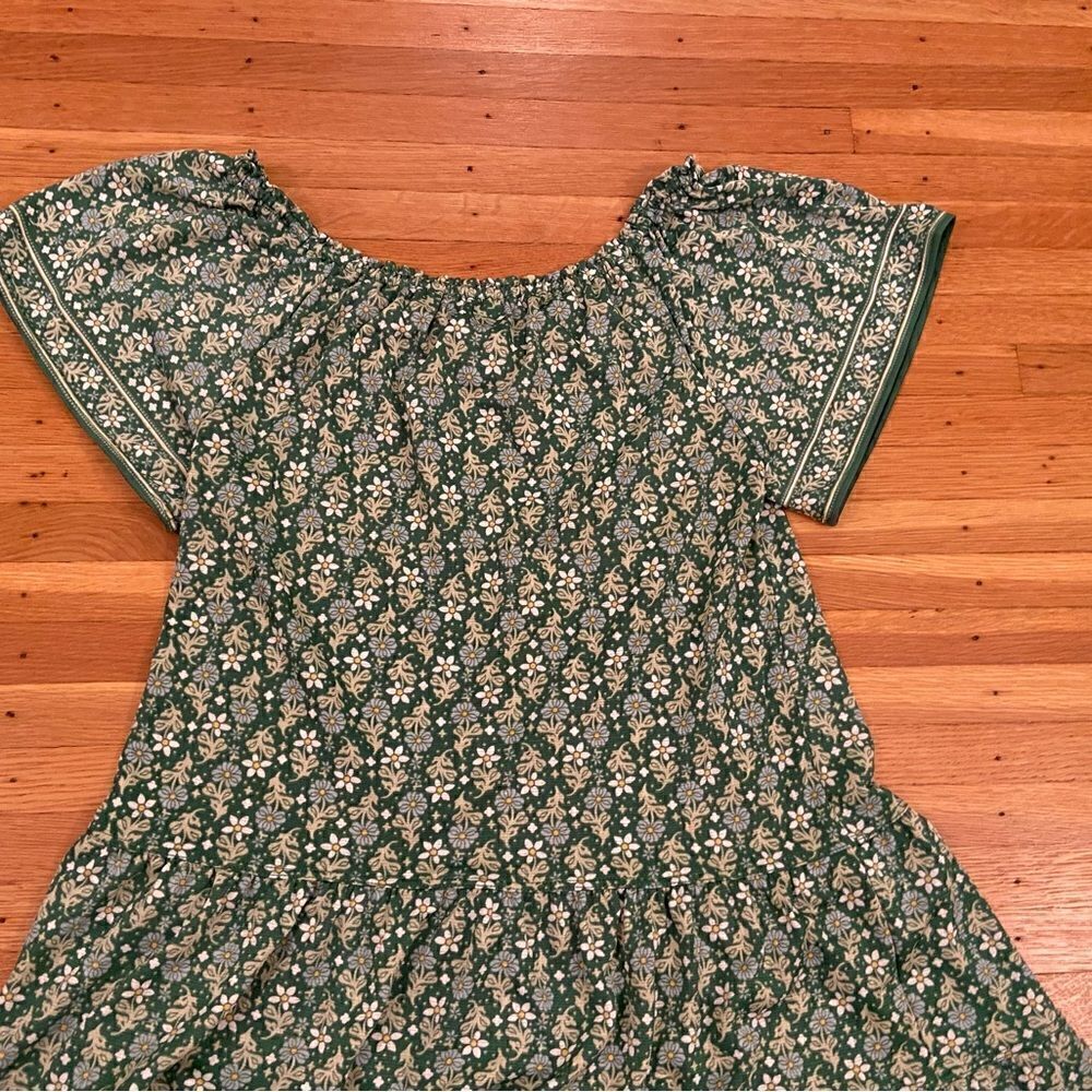 Max Studio Bright Green Patterned Short Sleeve Ti… - image 4